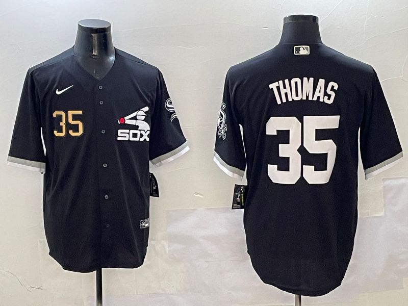 Men Chicago White Sox #35 Thomas Black Game Fashion 2025 Nike MLB Jersey style 5